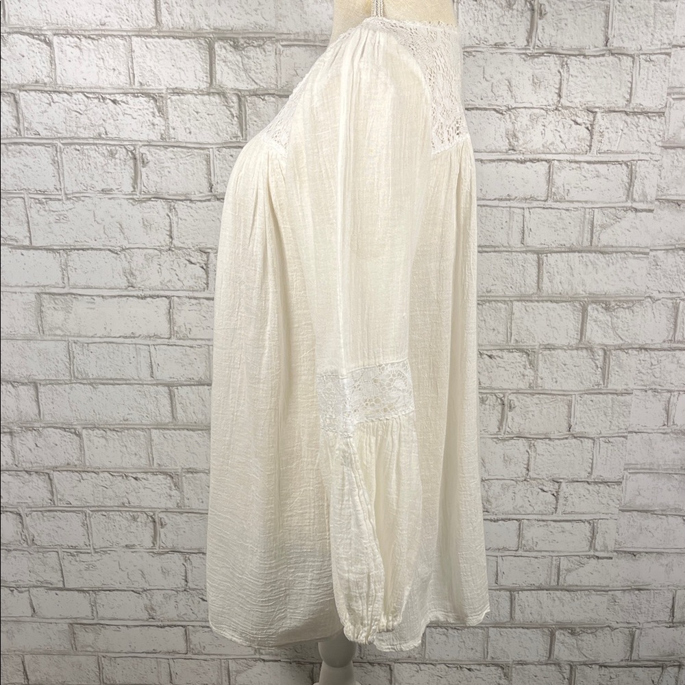 Diane Gilman for CaBal White Lace Women's Boho Flowy Top size S - Picture 6 of 8